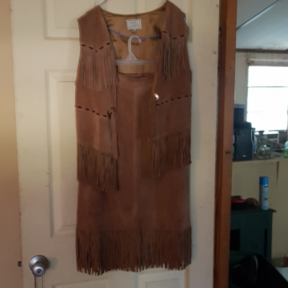 Suede vest and skirt